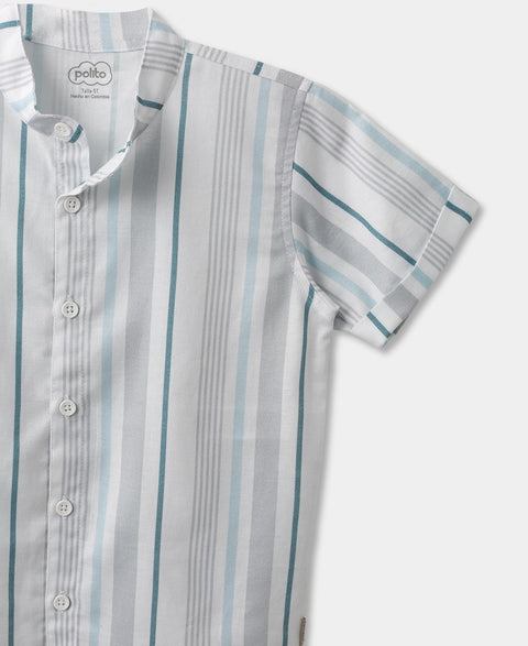 Camisa Manga Corta Para Bebé Niño En Algodón Color Marfil