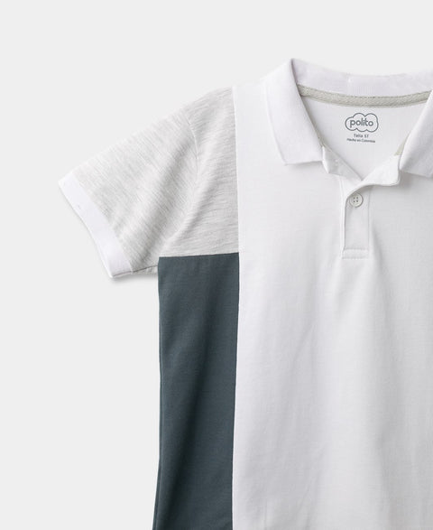 Camiseta Tipo Polo Para Bebé Niño En Algodón