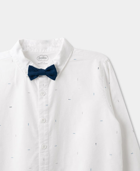 Camisa Manga Larga Para Niño En Color Blanco