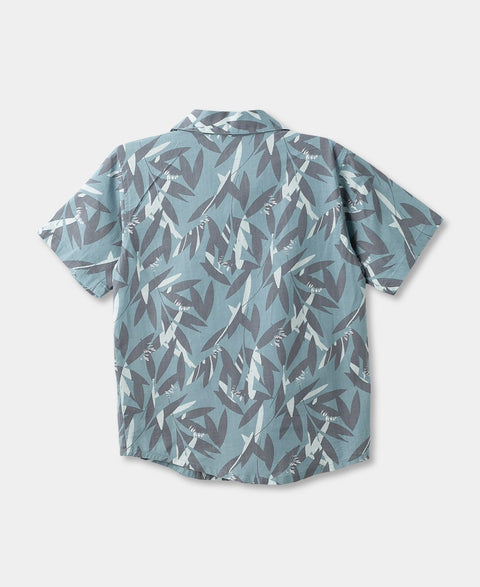 Camisa Estampada Manga Corta Para Niño En Lino Color Verde