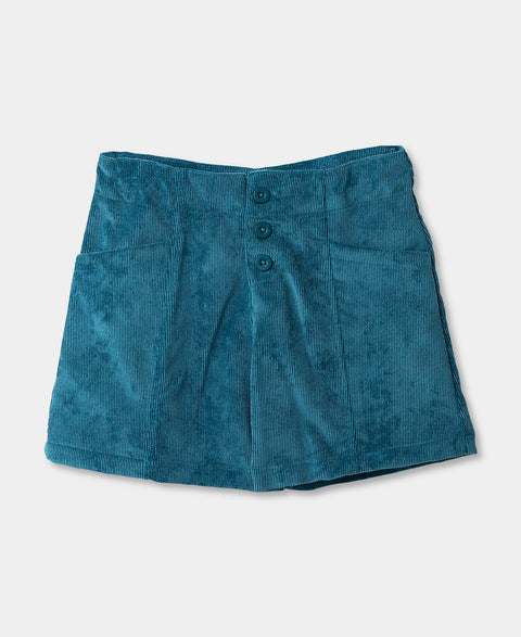 Short Para Niña En Corduroy Color Jade Oscuro