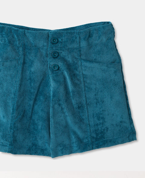 Short Para Niña En Corduroy Color Jade Oscuro