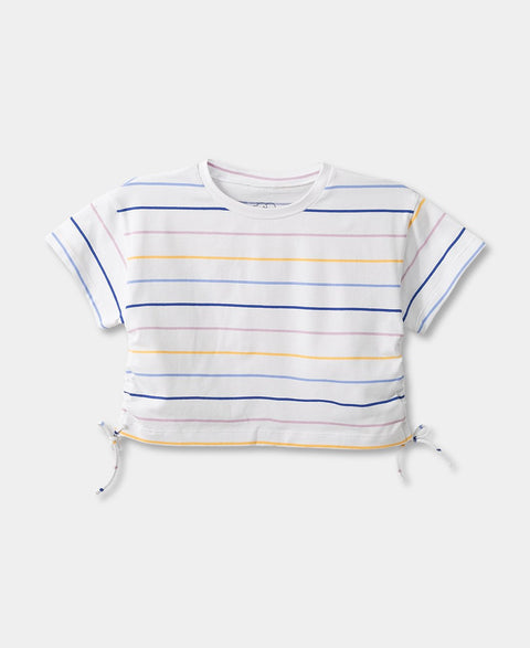 Camiseta De Rayas Para Niña En Licra Color Blanco