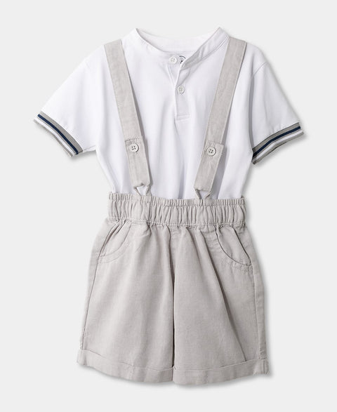 Conjunto De Camiseta Y Short Para Recién Nacido En Tela Suave Color Gris