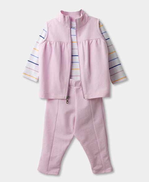 Set X 3 Para Recién Nacida En Burda Color Rosado Con Blanco