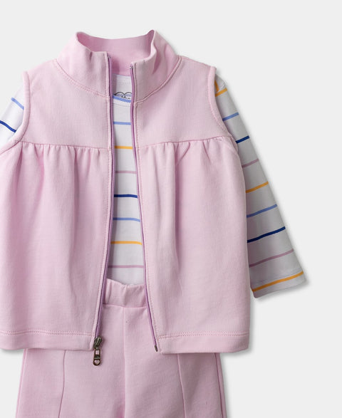 Set X 3 Para Recién Nacida En Burda Color Rosado Con Blanco