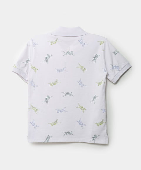 Camiseta Tipo Polo Estampada Para Niño En Algodón Color Blanco