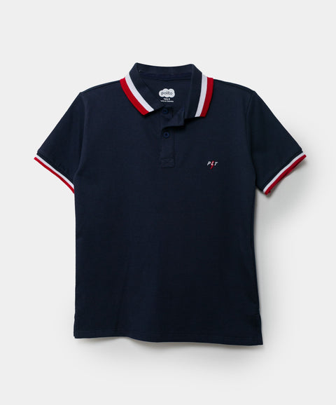 Camiseta Tipo Polo Para Niño En Algodón Color Azul
