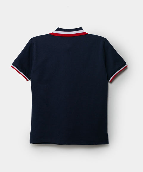 Camiseta Tipo Polo Para Niño En Algodón Color Azul