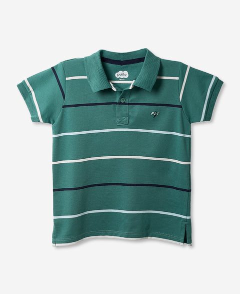 Camiseta Tipo Polo Para Bebé Niño En Algodón Color Verde