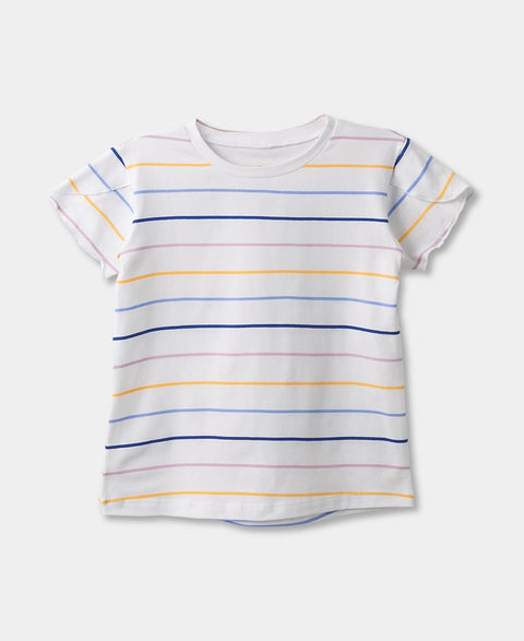 Camiseta De Rayas Manga Corta Para Bebé Niña En Licra