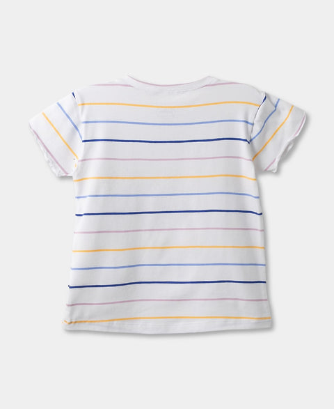 Camiseta De Rayas Manga Corta Para Bebé Niña En Licra