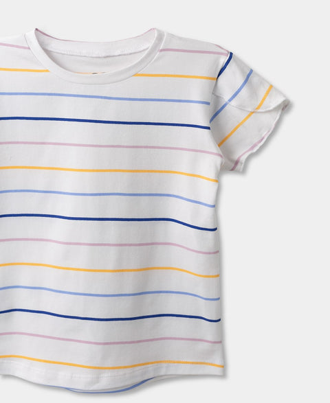 Camiseta De Rayas Manga Corta Para Bebé Niña En Licra