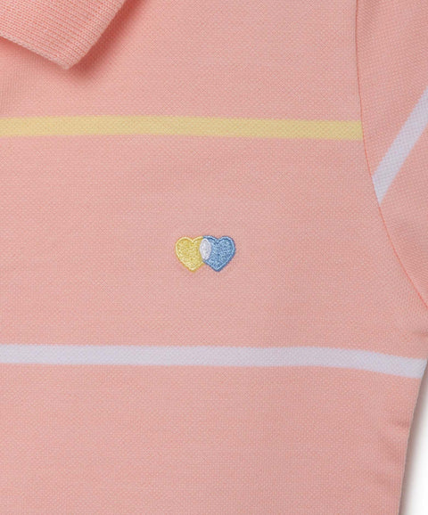 Camiseta Tipo Polo Para Niña En Algodón Color Melon