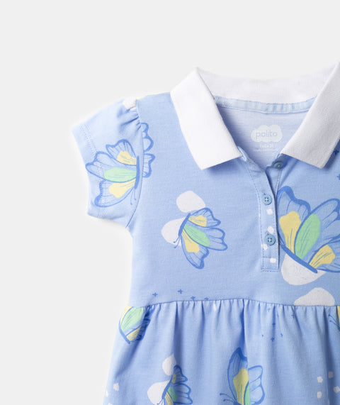 Vestido Tipo Polo Para Bebé Niña En Algodón Color Hortensia