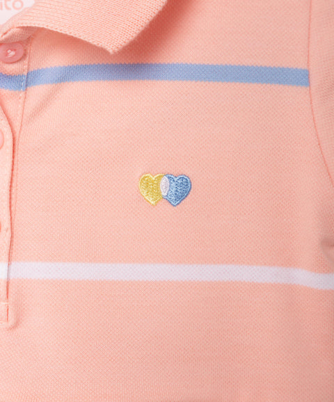 Vestido Tipo Polo Para Bebé Niña En Algodón Color Melón