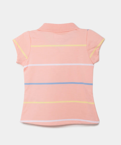 Camiseta Tipo Polo Para Bebé Niña En Algodón Color Melon