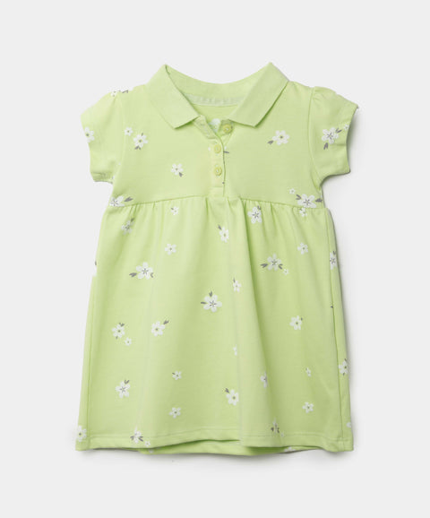 Vestido Tipo Polo Para Recién Nacida En Algodón Color Verde