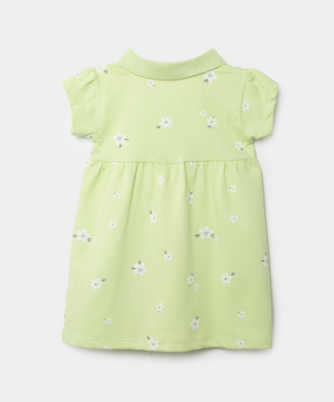 Vestido Tipo Polo Para Recién Nacida En Algodón Color Verde