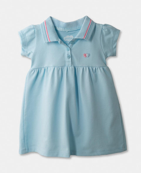 Vestido Tipo Polo Para Recién Nacida En Algodón Color Aqua