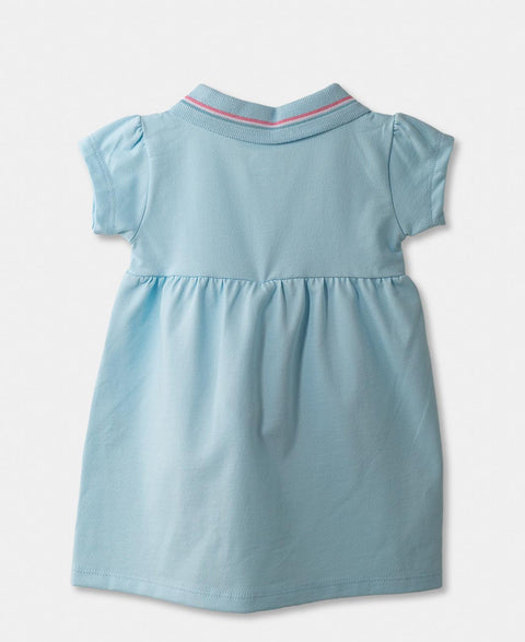 Vestido Tipo Polo Para Recién Nacida En Algodón Color Aqua