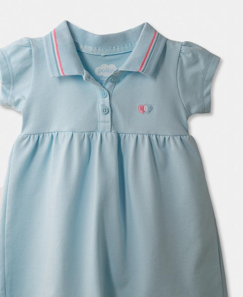 Vestido Tipo Polo Para Recién Nacida En Algodón Color Aqua