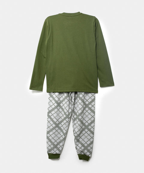 Pijama Manga Larga Para Niño En Tela Suave Color Verde