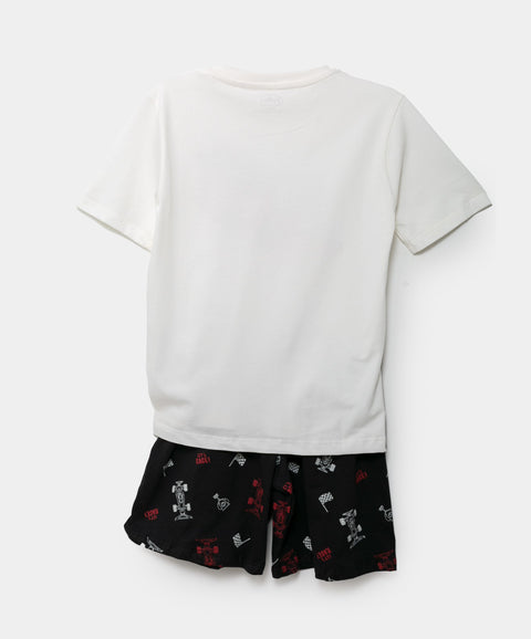 Pijama Manga Corta Para Niño En Tela Suave Color Blanco Y Negro
