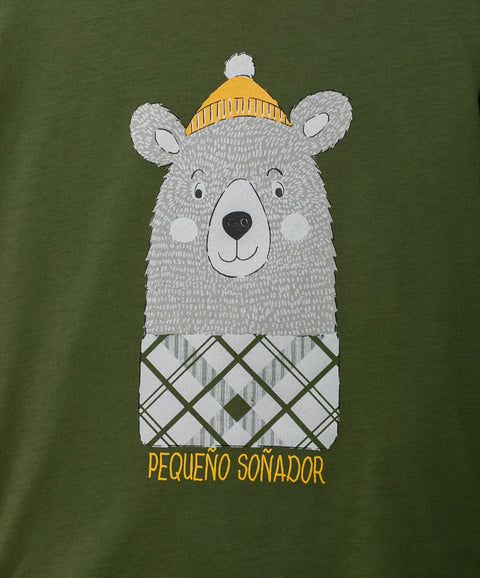 Pijama Manga Larga Para Bebé Niño En Tela Suave Color Verde