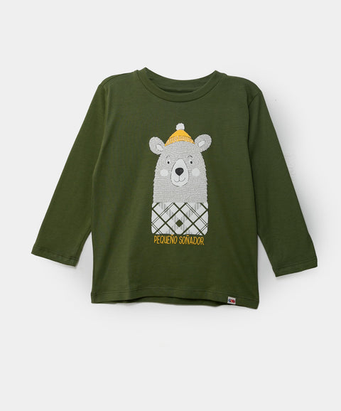 Pijama Manga Larga Para Bebé Niño En Tela Suave Color Verde