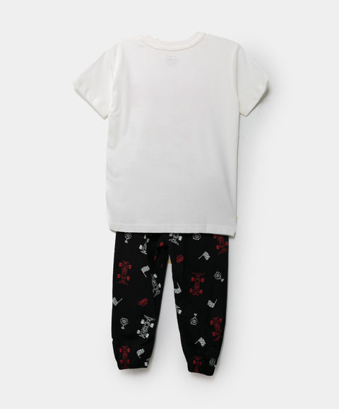 Pijama Manga Corta Para Bebé Niño En Tela Suave Color Blanco Y Negro