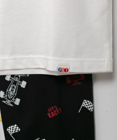 Pijama Manga Corta Para Bebé Niño En Tela Suave Color Blanco Y Negro