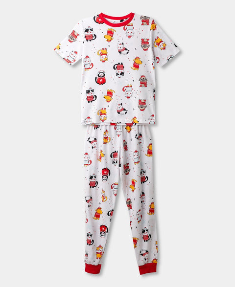 Pijama Navidad Unisex Manga Corta - Pantalón Color Blanco