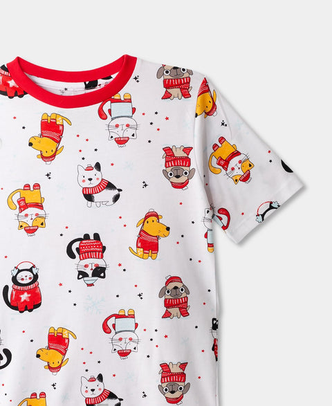Pijama Navidad Unisex Manga Corta - Pantalón Color Blanco