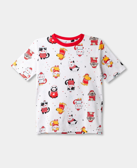 Pijama Navidad Unisex Manga Corta - Pantalón Color Blanco