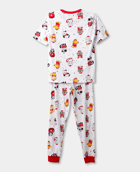 Pijama Navidad Unisex Manga Corta - Pantalón Color Blanco