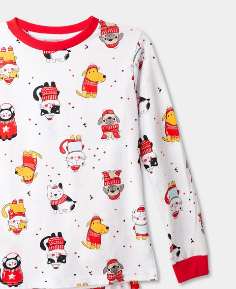 Pijama Navidad Unisex Manga Larga - Pantalón Color Blanco