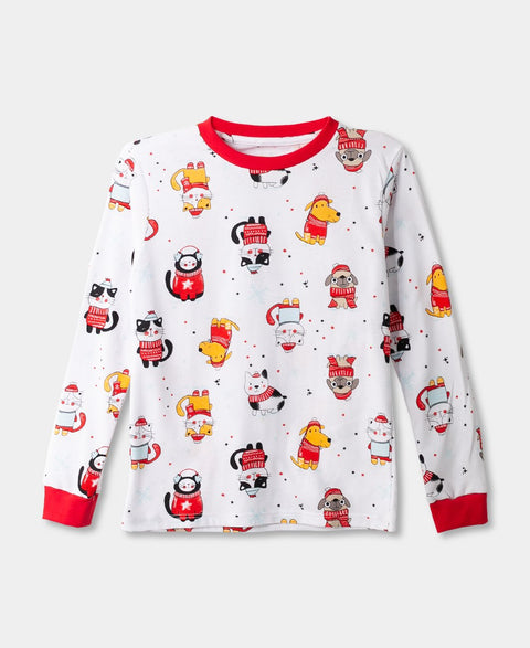 Pijama Navidad Unisex Manga Larga - Pantalón Color Blanco