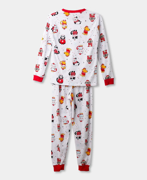 Pijama Navidad Unisex Manga Larga - Pantalón Color Blanco
