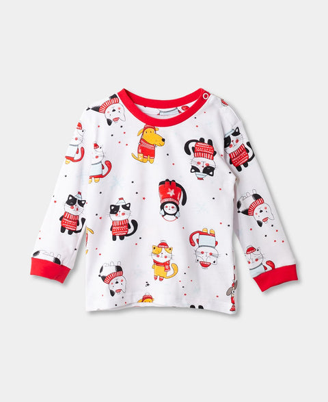 Pijama Navidad Unisex Manga Larga Para Recién Nacidos Color Blanco