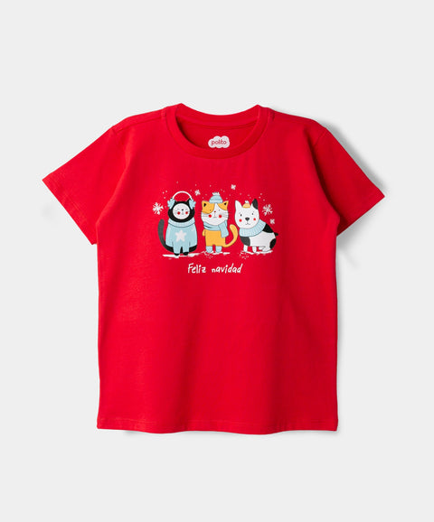 Camiseta Navidad Unisex Para Bebes En Tela Suave Color Rojo