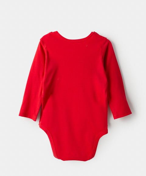 Body Navidad Manga Larga Unisex En Tela Suave Color Rojo