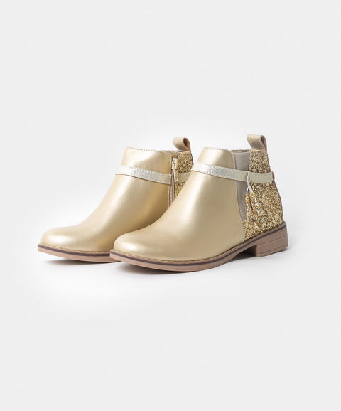 Botines Para Niña En Material Sintético Color Dorado