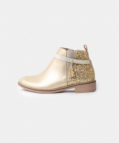 Botines Para Niña En Material Sintético Color Dorado