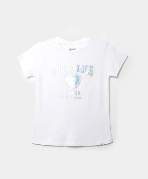 Camiseta Manga Corta Para Niña En Licra Color Blanco