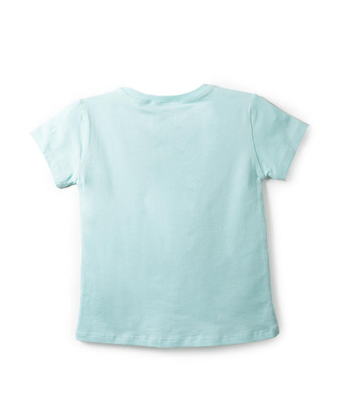 Camiseta Manga Corta Para Niña En Licra Color Turquesa