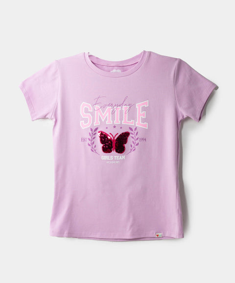 Camiseta Manga Corta Para Niña En Licra Color Morado