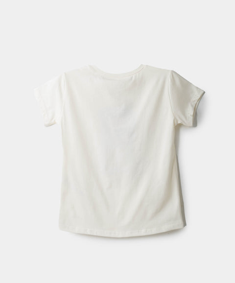 Camiseta Manga Corta Para Niña En Licra Color Marfil