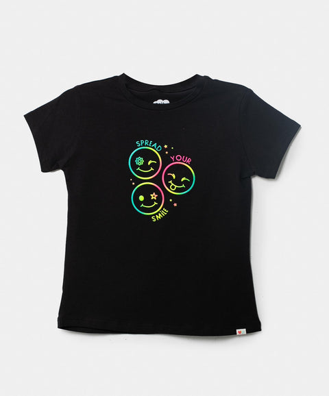 Camiseta Manga Corta Para Niña En Licra Color Negro