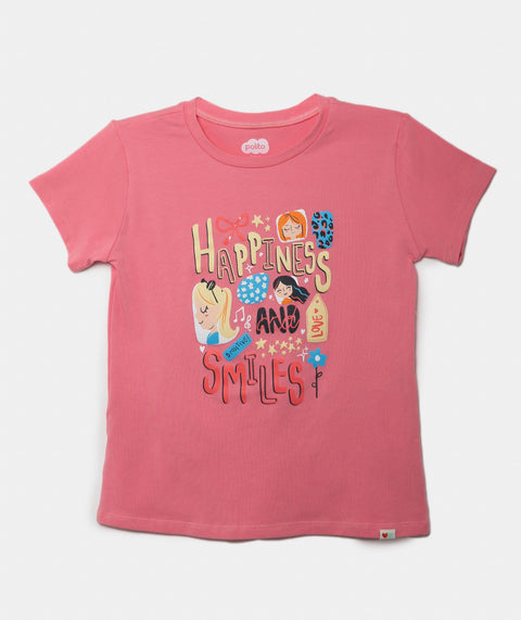 Camiseta Manga Corta Para Niña En Licra Color Salmón